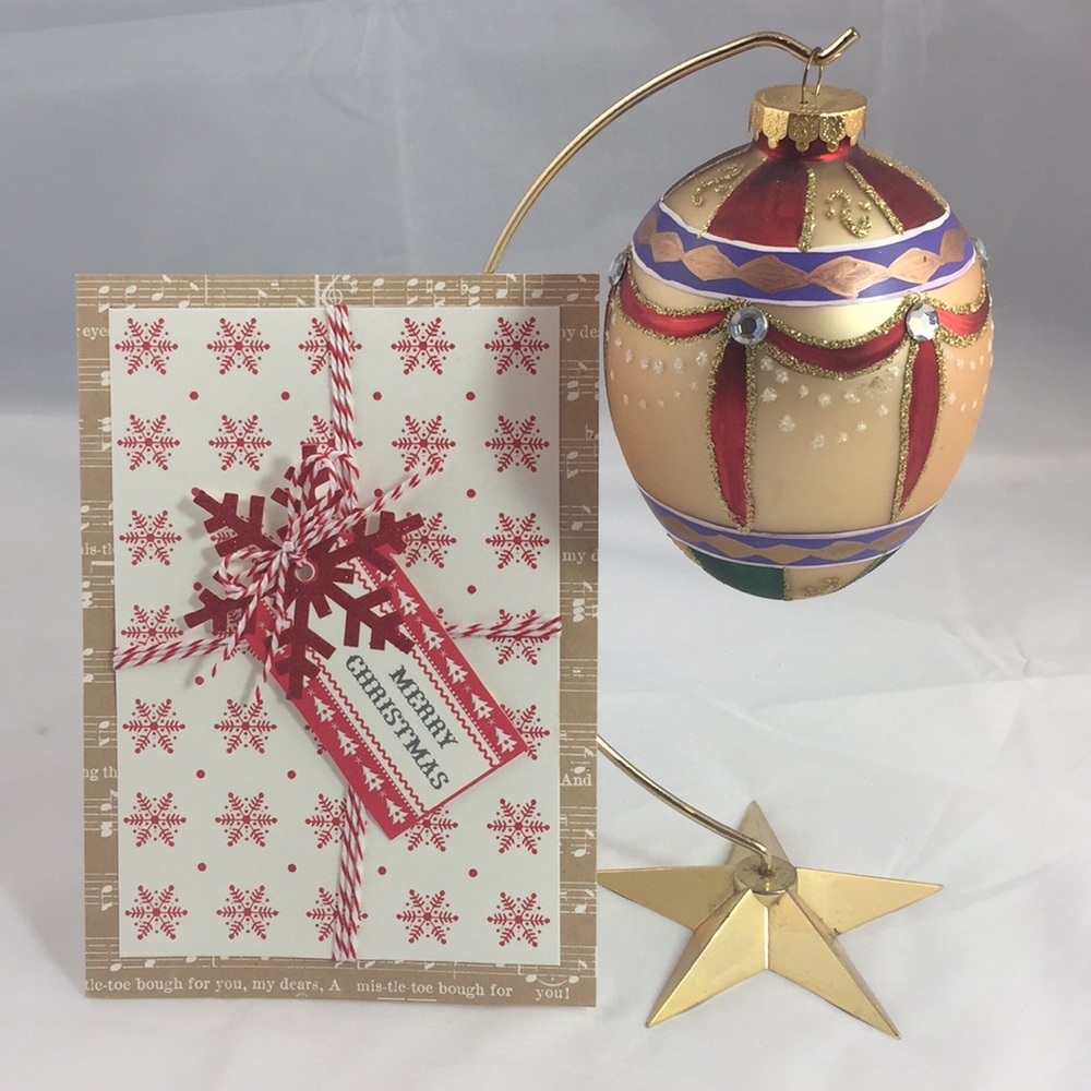 Vintage GKI/Bethlehem Glass Christmas ornament up-cycled with Swarovski Crystals - Picture 2 of 8